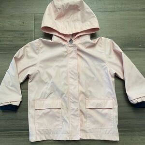 PETIT BATEAU YOUTH GIRLS FLEECE-LINED HOODED RAINCOAT JACKET PINK SZ 5 / 110cm
